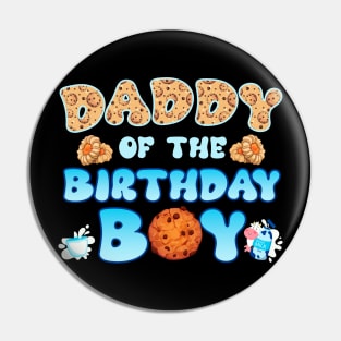 Daddy Of The Birthday Boys Milk and Cookies B-day Gift For Boys Kids Toddlers Pin