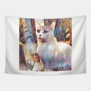 CAT WHITE COLORS Tapestry