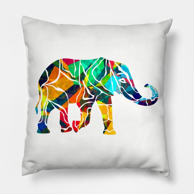 Abstract Colored Elephant T-shirt Pillow by Curryart