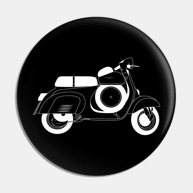 Vespa 90 Super Sprint White Outline Pin by kindacoolbutnotreally