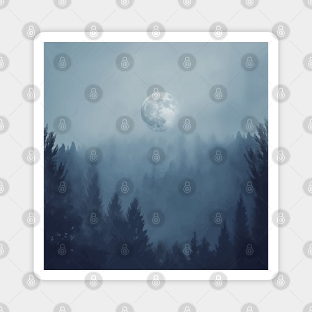 Misty Blue Forest 2 Magnet by Collagedream