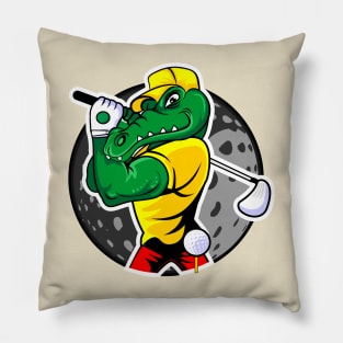 alligator golfer illustration Pillow