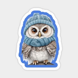 Winter Whimsy: Owl in Woolly Hat and Scarf Magnet