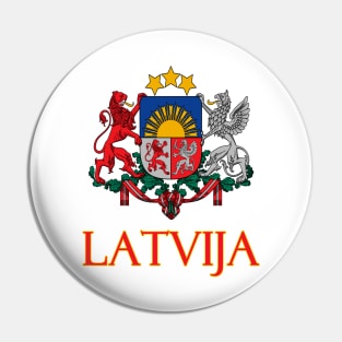 Latvia - Coat of Arms Design (Latvian Text) Pin