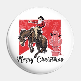 Merry Christmas Santa Cowboy Pin