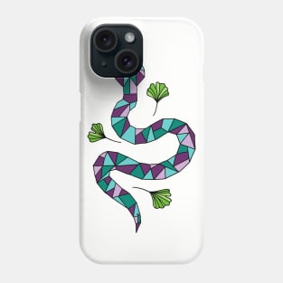 Geometric Snake and Ginkgo Leaves Phone Case