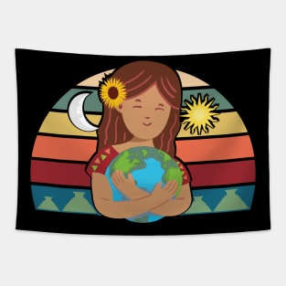 Pachamama Earth Mother Incan God Sunflower Spiritual Environmentalist Tapestry