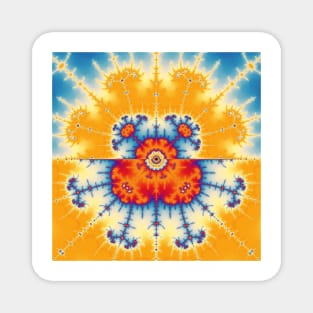 Yellow and Blue Mandelbrot Fractal Magnet