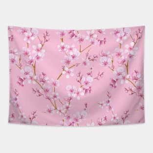 Pink sakura blossom romantic cherry flower Tapestry