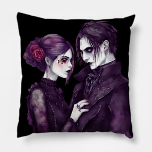 Romantic Goth Couple Pillow