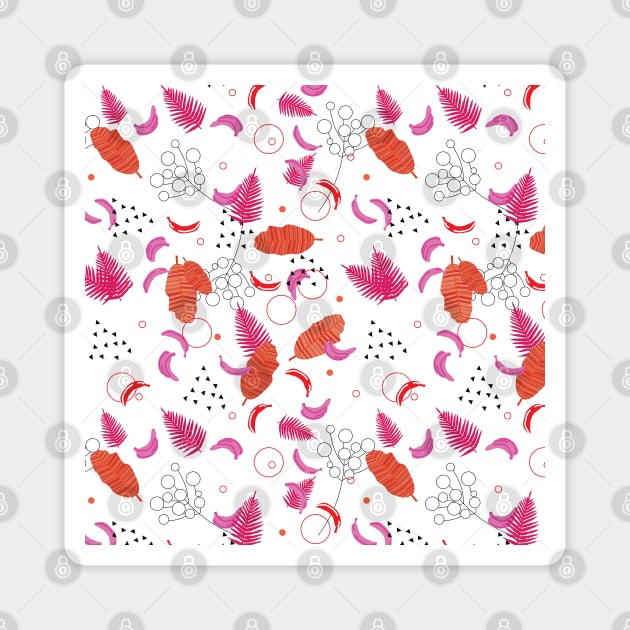 Pink and Red Banana Jungle Print Magnet by frokenfryxell