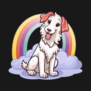 Cute Borzoi Rainbow Cloud Kawaii Dog Happy Puppy T-Shirt