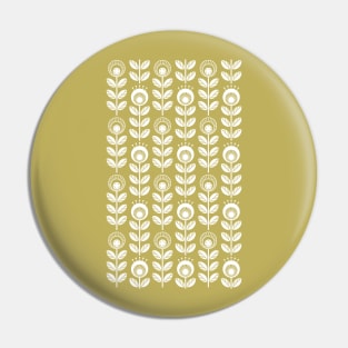 SCANDI GARDEN 01-4, white on mustard yellow Pin