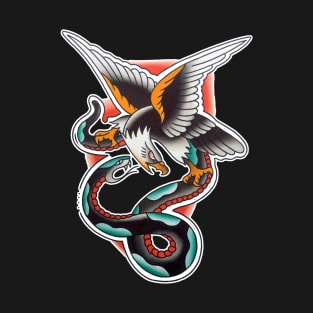 Eagle and Snake Battle Tattoo Design T-Shirt