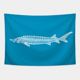 Hand drawn Sturgeon Fish design Tapestry