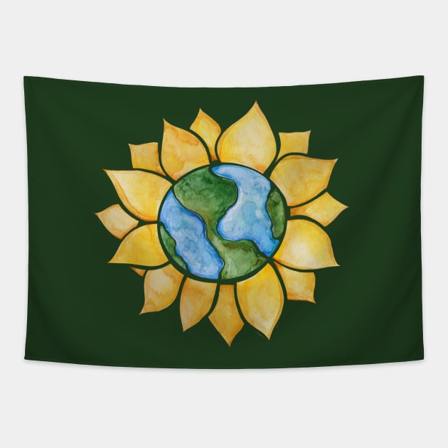 Sunflower Earth Tapestry by bubbsnugg