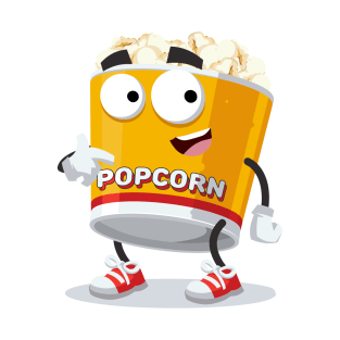 cartoon filled yellow popcorn bucket mascot showing himself T-Shirt