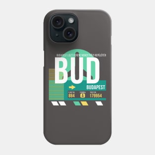 Budapest (BUD) Airport // Retro Sunset Baggage Tag Phone Case