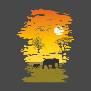 Elephant Mum and Baby T-Shirt