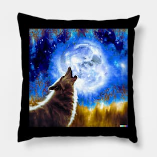 Wolf and Moon Pillow