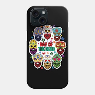 Day of the Dead Bearded Sugar Skulls Phone Case