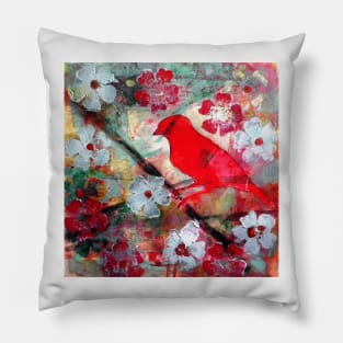 Red Bird Singing Pillow