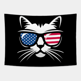 Funny Cat USA Flag Patriot Tapestry