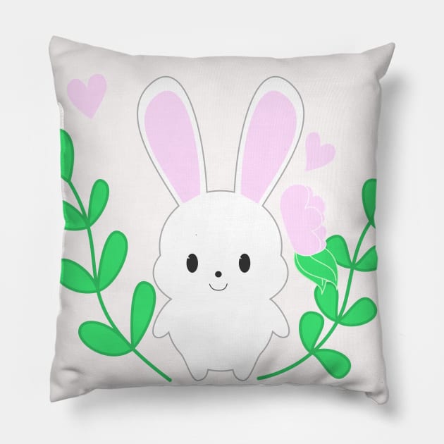 white bunny Pillow by kourai