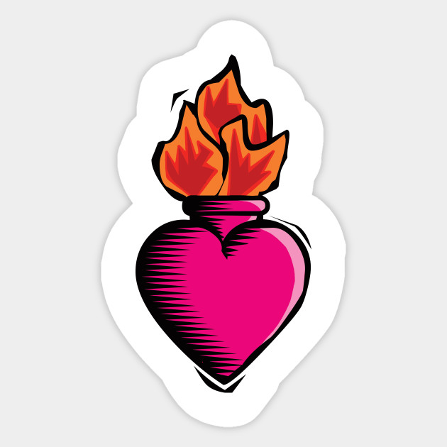 Heart Vase With Fire Psychic Cat Sticker Teepublic