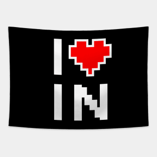 I Love IN - Pixel heart for Indiana gamer Tapestry