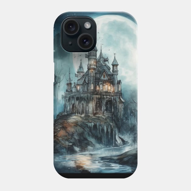 Gothic Futurism Castle in the Old Ancient Forest Phone Case by podartist