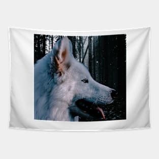 Wolf Resting in Forest Tapestry