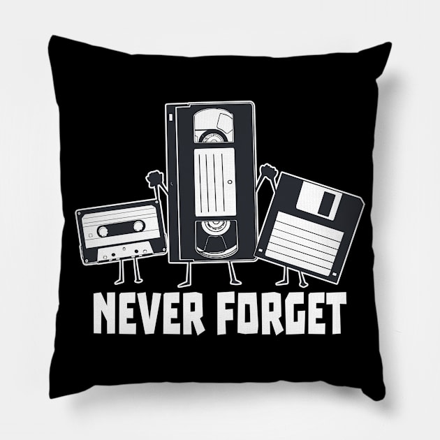 Never Forget Funny Men Audio Cassette Adult Humor Vintage Pillow by Kali Space