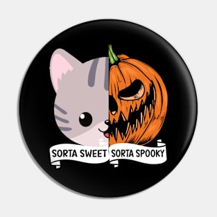 Sorta Sweet Sorta Spooky Funny Halloween Cat Lover Pumpkin Pin