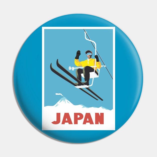 Japan Ski Vintage Travel Poster Pin by Terrybogard97