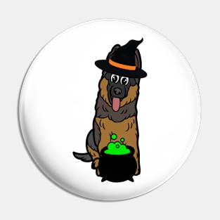 Funny Guard Dog is wearing a witch costume Pin