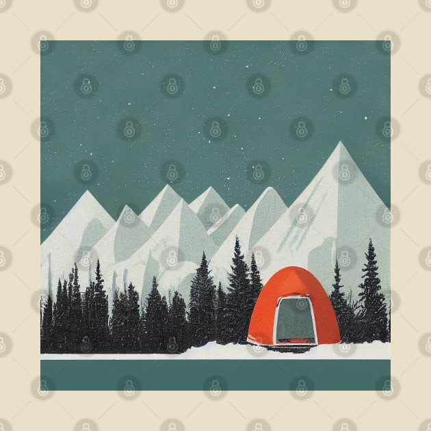 Snowy Campsite by Retro Travel Design