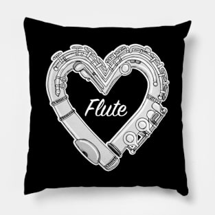 Love Flute Heart-Shaped Doodle For Flutists Pillow