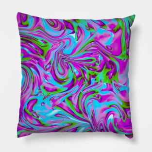 Abstract Complementary Colors Purple Green Swirl Pillow