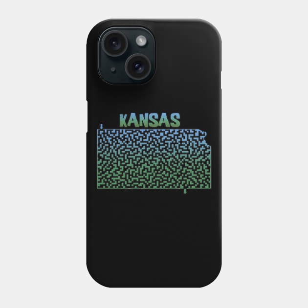 Kansas State Outline Maze & Labyrinth Phone Case by gorff