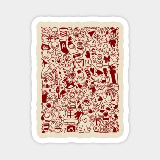 Christmas doodle (maroon) Magnet
