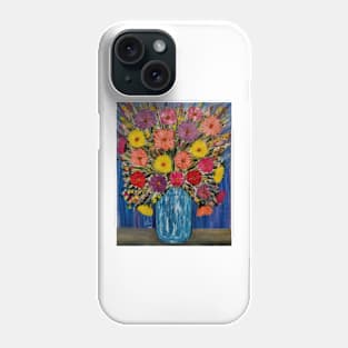 A beautiful bouquet flowers in a glass and gold vase . Phone Case