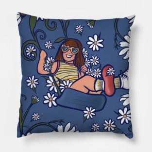 Swinging with Daisies Pillow