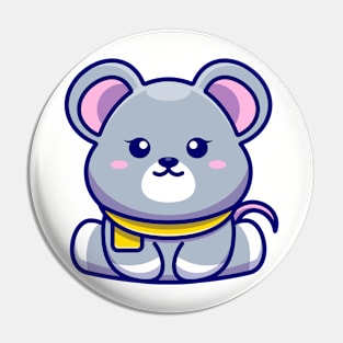 Cute baby mouse sitting cartoon illustration Pin