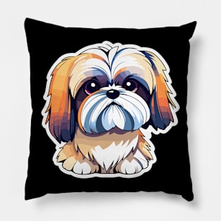 Shih Tzu Dog Illustration Pillow