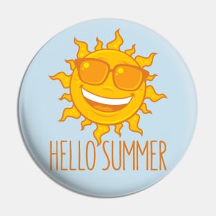 Hello Summer Sun With Sunglasses Pin