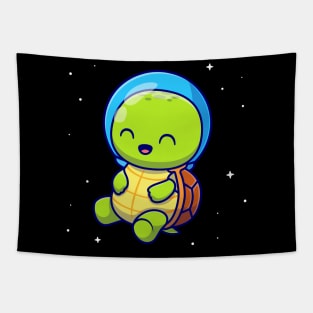 Cute Turtle Astronaut Cartoon Tapestry