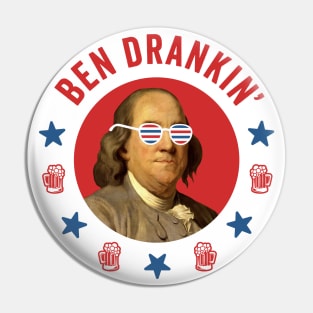 Ben Drankin': Vintage Ben Franklin with Patriotic Sunglasses for July 4th Pin