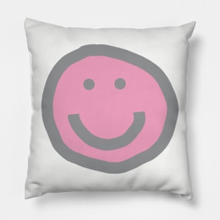 Prism Pink Round Happy Face with Smile Pillow
