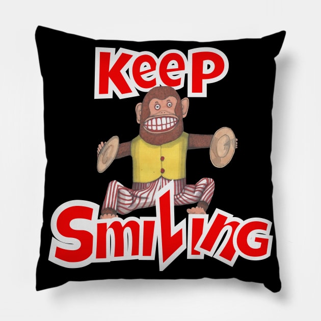 Keep Smiling, Cheeky Monkey. Pillow by KristinaEvans126